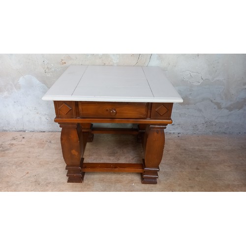 15 - PAINTED STAINED PINE 1 DRAWER LAMP TABLE