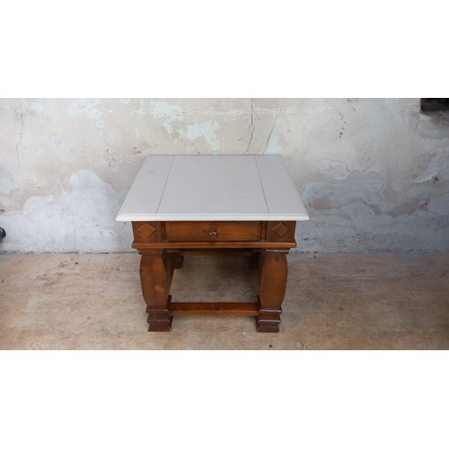 15 - PAINTED STAINED PINE 1 DRAWER LAMP TABLE