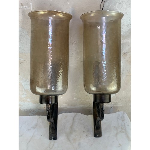 32 - PAIR BRONZE FINISH CANDLE SCONCES 21