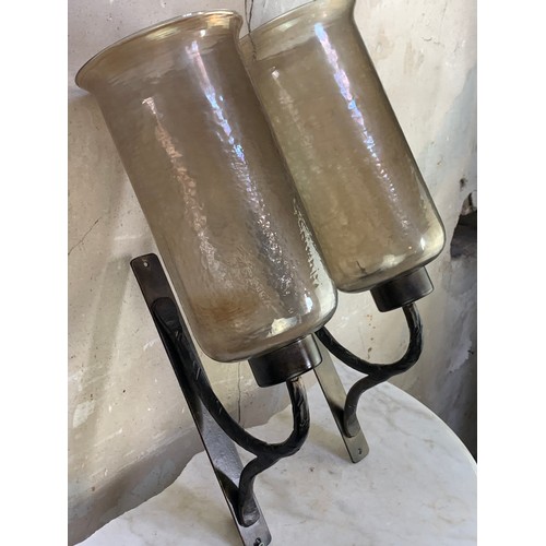 32 - PAIR BRONZE FINISH CANDLE SCONCES 21