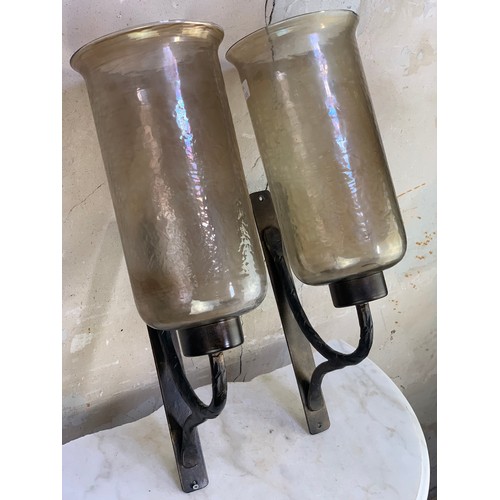 32 - PAIR BRONZE FINISH CANDLE SCONCES 21