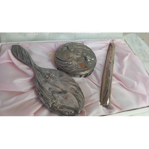 51 - SILVER PLATED DRESSING TABLE SET