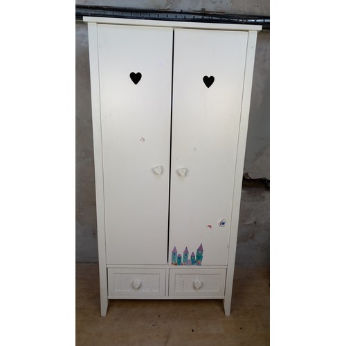 61 - WHITE DOUBLE ROBE WITH 2 DRAWERS