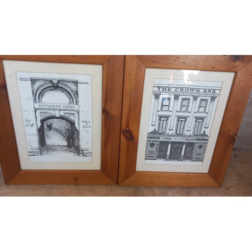 79 - A PAIR OF PINE FRAMED PRINTS