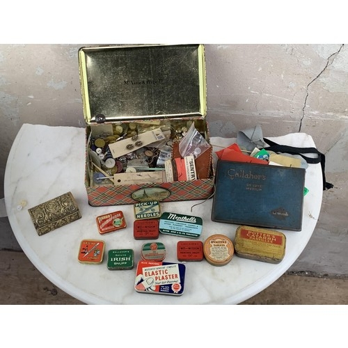 137 - A MIXED LOT OF OLD ADVERTISING TINS & CONTENTS