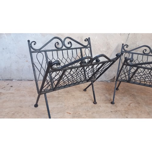 153 - A PAIR OF METAL MAGAZINE RACKS