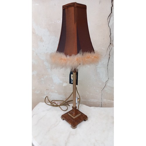 193 - TABLE LAMP WITH FUR SHADE