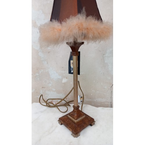 193 - TABLE LAMP WITH FUR SHADE