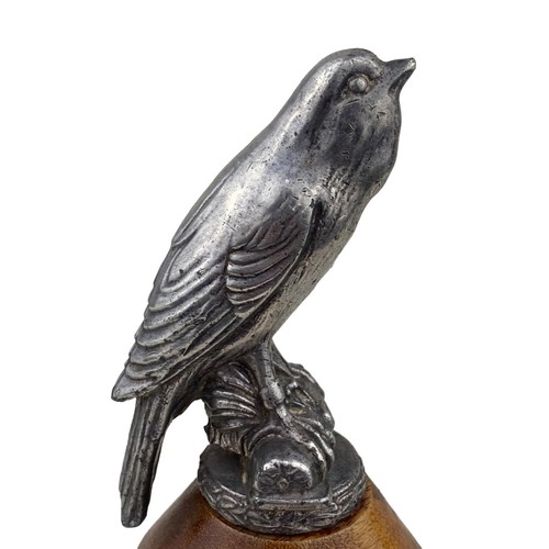 200 - PEWTER BIRD ON WOODEN MOUNT 6