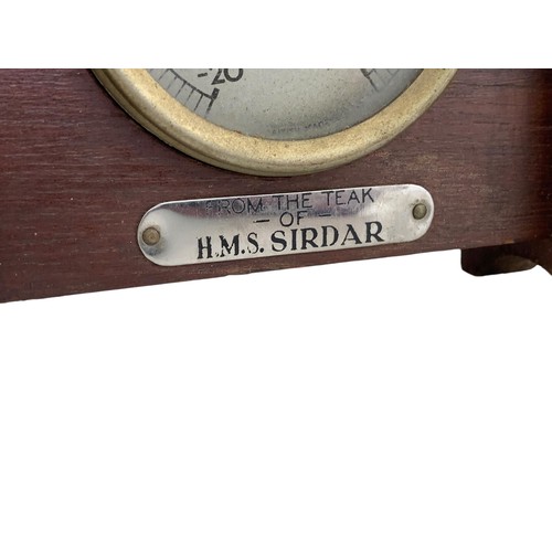 208 - A THERMOMETER FROM TEAK OF H.M.S SIRDAR A SUBMARINE BUILT FOR ROYAL NAVY DURING 2nd WW  BUILT BY SCO... 