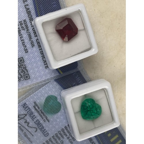 239 - 2 NATURAL STONES RUBY & EMERALD