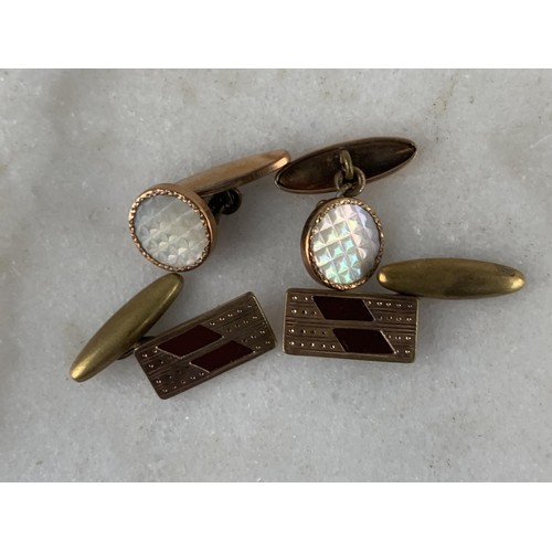 250 - 2 PAIRS OF GOLD ON SILVER CUFFLINKS