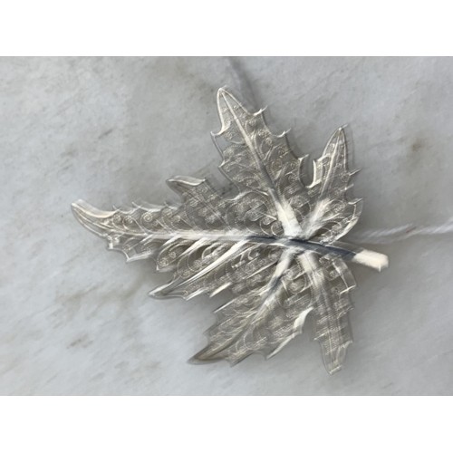 258 - SILVER LEAF BROOCH