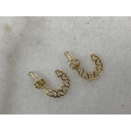 303 - SILVER GILT HALF HOOP HEART EARRINGS