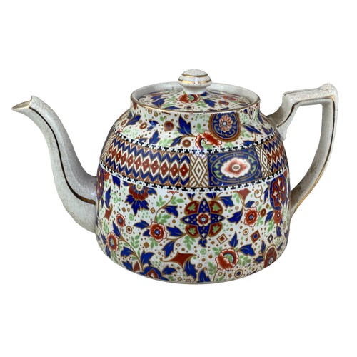 325 - A HIGHLY DECORATIVE ANTIQUE HAND PAINTED TEAPOT