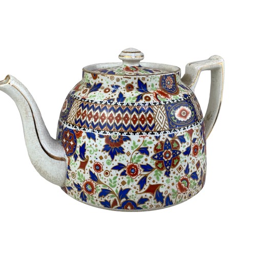 325 - A HIGHLY DECORATIVE ANTIQUE HAND PAINTED TEAPOT