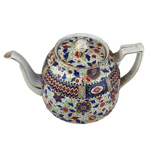 325 - A HIGHLY DECORATIVE ANTIQUE HAND PAINTED TEAPOT