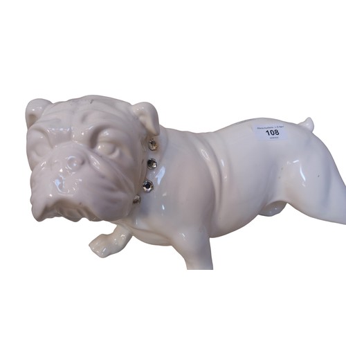 108 - A WHITE BRITISH BULLDOG ORAMENT 13X8