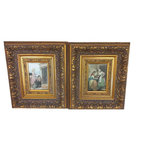 327 - 2 HEAVY GILT FRAMED FRABIC PRINTS 12X10