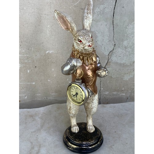 385 - ALICE IN WONDERLAND THEME WHITE RABBIT CLOCK