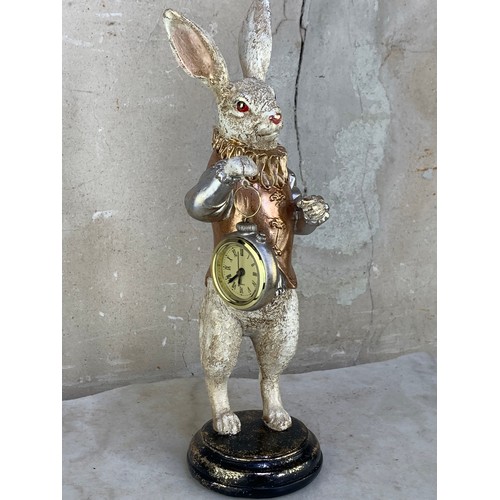 385 - ALICE IN WONDERLAND THEME WHITE RABBIT CLOCK