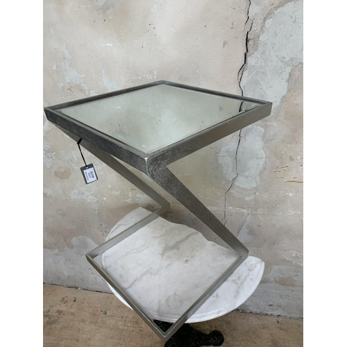 390 - CHROME AND MIRRORED DESIGNER STYLE TABLE 15