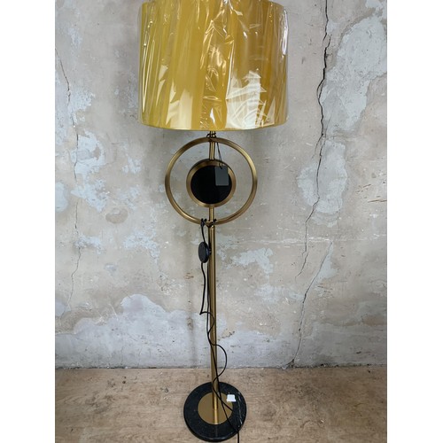 394 - NEW MARBLE AND GILT STANDARD LAMP WITH NEW SHADE