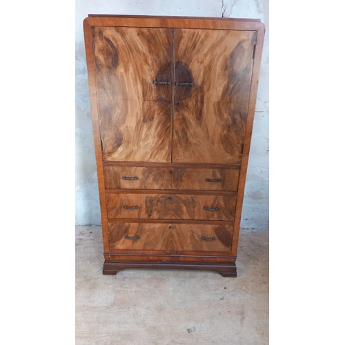 399 - ART DECO WALNUT DRINKS CABINET