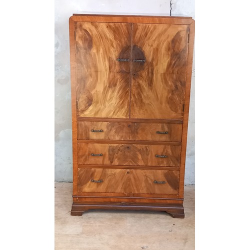 399 - ART DECO WALNUT DRINKS CABINET