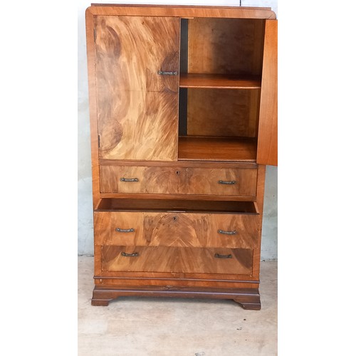 399 - ART DECO WALNUT DRINKS CABINET