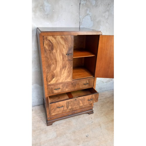 399 - ART DECO WALNUT DRINKS CABINET