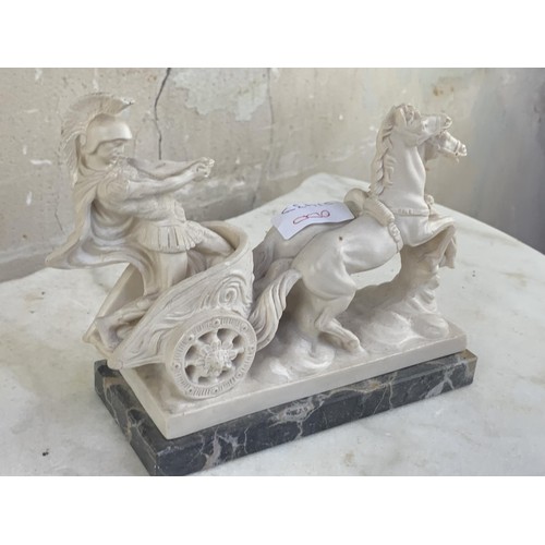 400 - A ROMAN FIGURE ON MARBLE BASE