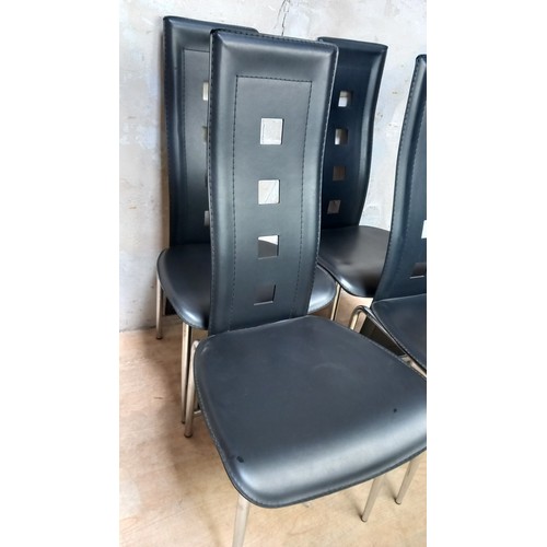 406 - SET OF 4 BLACK AND CHROME DINING CHAIRS