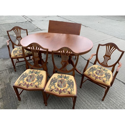 346 - YEWWOOD TABLE AND 6 CHAIRS