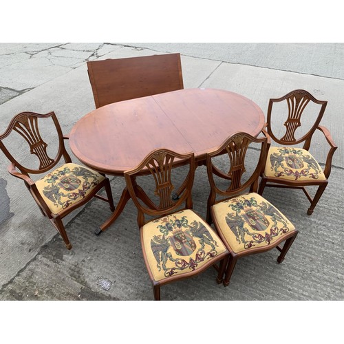 346 - YEWWOOD TABLE AND 6 CHAIRS