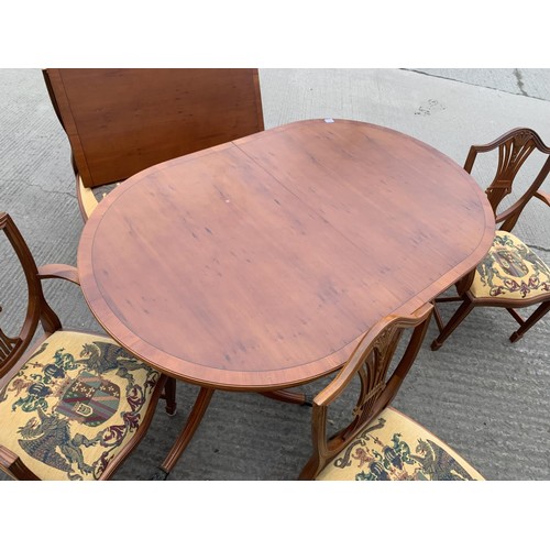 346 - YEWWOOD TABLE AND 6 CHAIRS