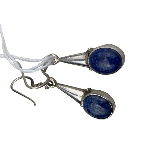 578 - PAIR OF SILVER AND LAPIS EARRINGS