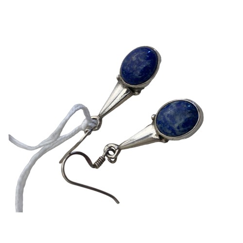 578 - PAIR OF SILVER AND LAPIS EARRINGS