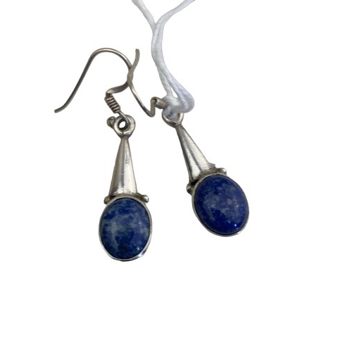 578 - PAIR OF SILVER AND LAPIS EARRINGS