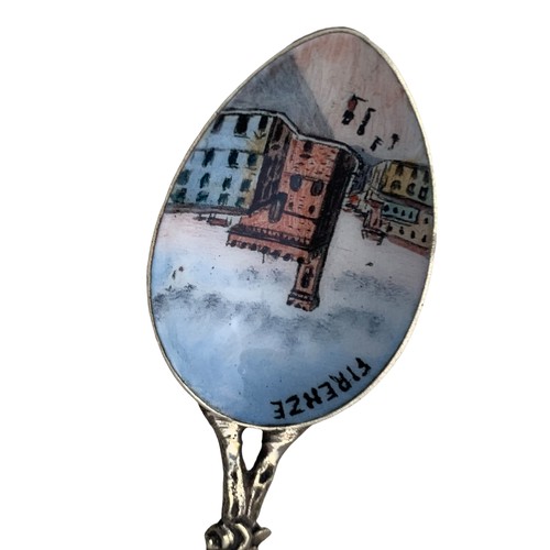 579 - ORNATE SILVER AND ENAMEL HAND PAINTED SPOON