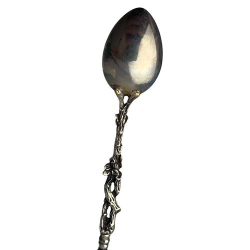 579 - ORNATE SILVER AND ENAMEL HAND PAINTED SPOON