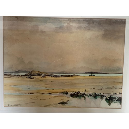 725 - BEECH SCENE WATERCOLOUR BY GEORGE MORRISON RUA 21x25