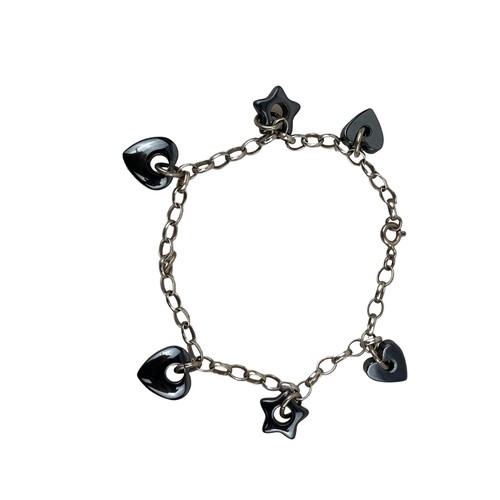 292 - SILVER LOOP BRACELET SET WITH HEARTS AND STARS