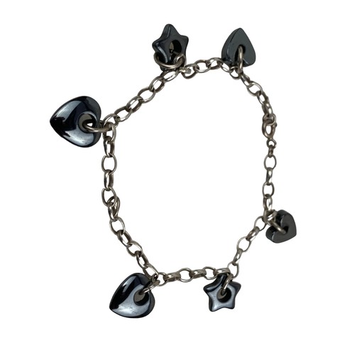 292 - SILVER LOOP BRACELET SET WITH HEARTS AND STARS