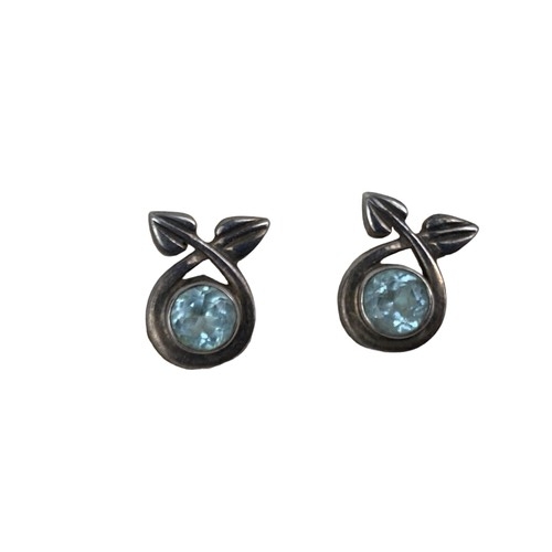 234 - SILVER RENNIE MACINTOSH EARRINGS SET WITH AQUAMARINE STONES