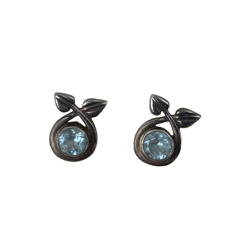 234 - SILVER RENNIE MACINTOSH EARRINGS SET WITH AQUAMARINE STONES