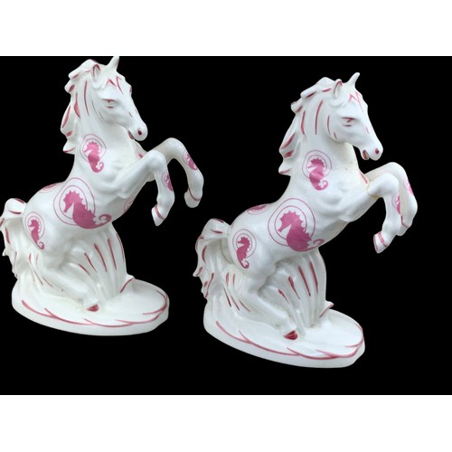 71 - A PAIR OF UNUSAL WATERFORD HORSES (1 SLIGHT REPAIR)