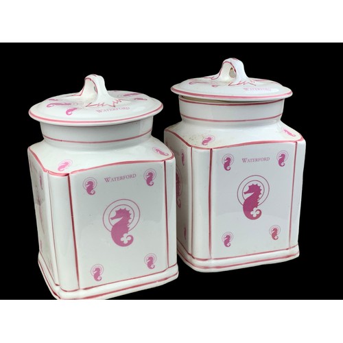 68 - A PAIR OF WATERFORD PORCELAIN BISCUIT BARRELLS