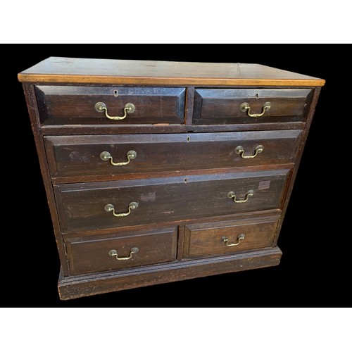 334 - EDWARDIAN CHEST OF DRAWERS WITH 2 LOW DRAWERS WIDTH 36