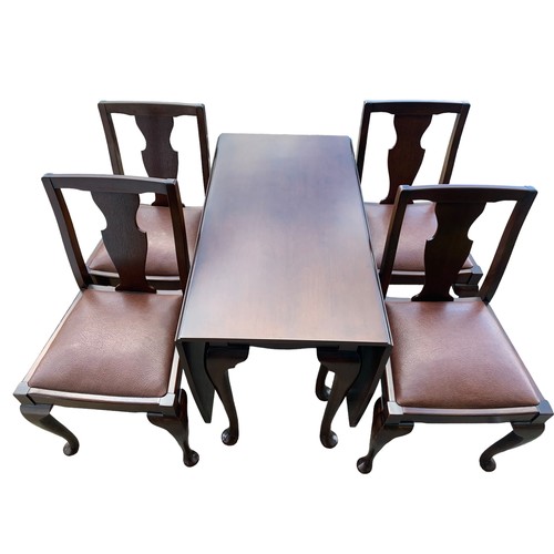 896 - VINTAGE QUEEN ANN DROP LEAF TABLE AND 4 CHAIRS